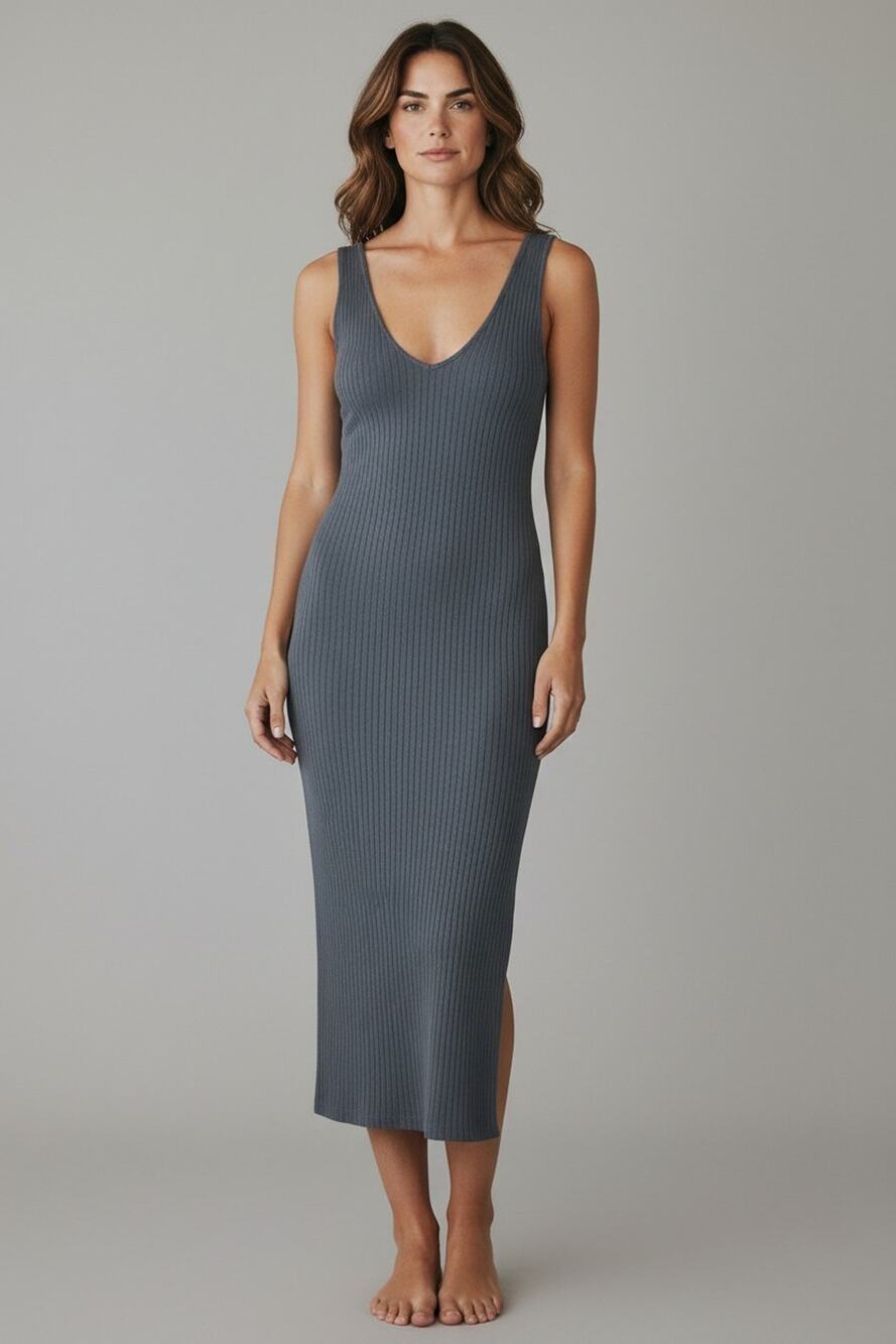 A8 NWT BEYOND YOGA Grey Sleeveless Side Slit Tank Dress Size XL $122